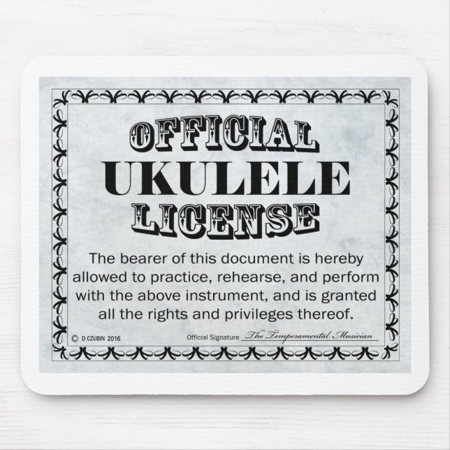 Alfombrilla De Ratón Licencia de Ukulele (Frente)