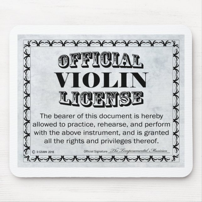 Alfombrilla De Ratón Licencia de violín (Frente)
