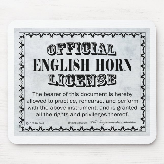 Alfombrilla De Ratón Licencia en Cuerno de Inglés (Frente)