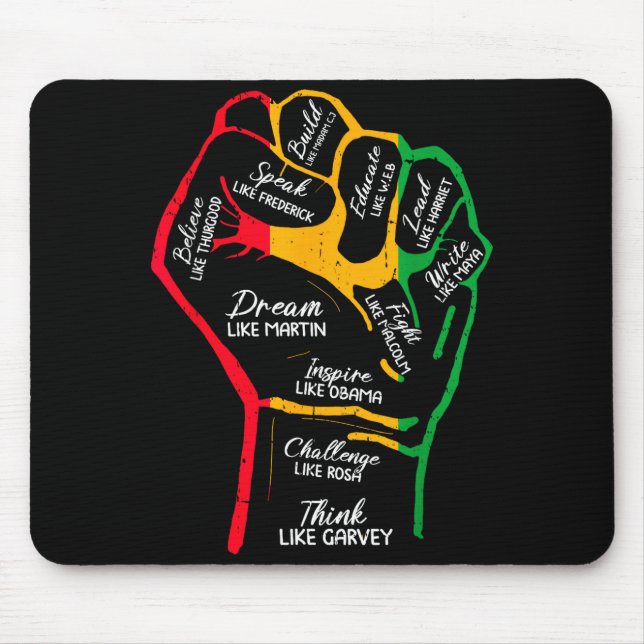 Alfombrilla De Ratón Líderes Negros Inspiradores Puño Poderoso Mano Mes (Frente)