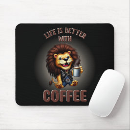 ALFOMBRILLA DE RATÓN LIFE IS BETTER WITH A COFFEE, LION