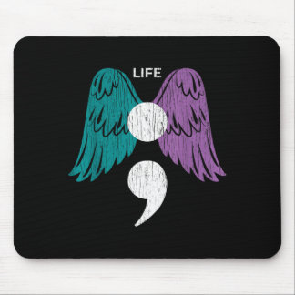 Alfombrilla De Ratón Life semicolon wings awareness mental health