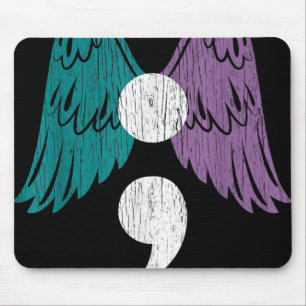 Alfombrilla De Ratón Life Semicolon Wings Suicidio Conciencia Mental Sa