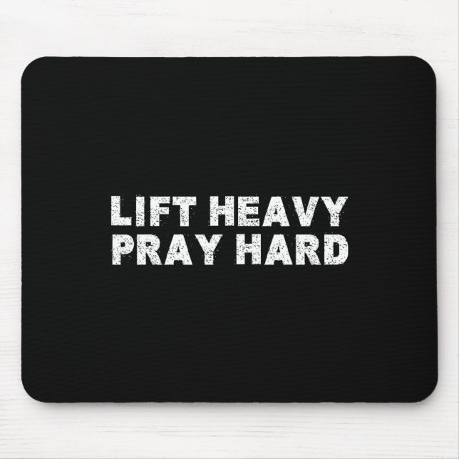 Alfombrilla De Ratón Lift Heavy Pray Hard Fitness Bodybuilding Jesus Fa (Frente)