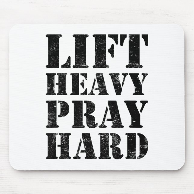 Alfombrilla De Ratón Lift Heavy Pray Hard Gym Christian Quote  (Frente)