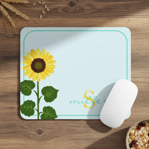 Alfombrilla De Ratón Light Green Mouse Pad with Sunflower