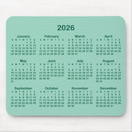 Alfombrilla De Ratón Light Teal and Hunter Green 2026 Calendar