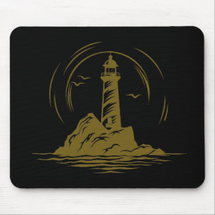 Alfombrilla De Ratón Lighthouse Ocean World Travel Adventure Vector Art