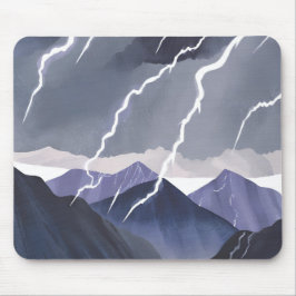 Alfombrilla De Ratón Lightning Storm | Watercolor Dark Mountains