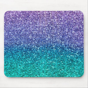 Alfombrilla De Ratón Lila Lavanda y Verde Aqua Brillante Purpurina