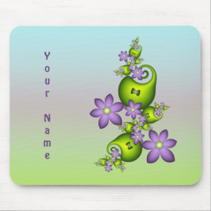 Alfombrilla De Ratón Lilac Fantasía Flores Formas verdes Nombre fractal