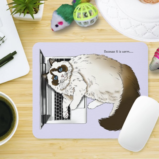Alfombrilla De Ratón Lilac Laptop Cat Funny Cute (Subido por el creador)