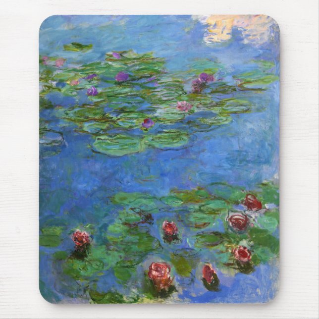 Alfombrilla De Ratón Lilis de agua roja, Claude Monet (Frente)