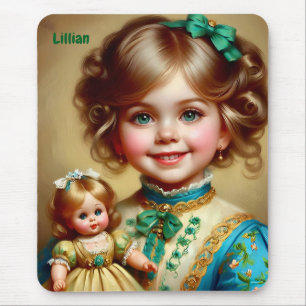 Alfombrilla De Ratón LILLIAN ~ Niña Antigüita Bonita y Muñeca ~ Alfombr