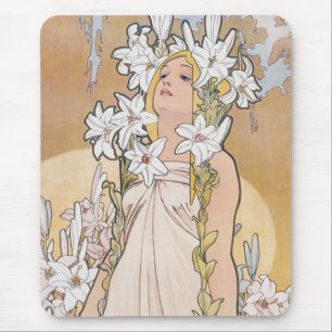 Alfombrilla De Ratón Lily (Cuatro Flores), Alphonse Mucha