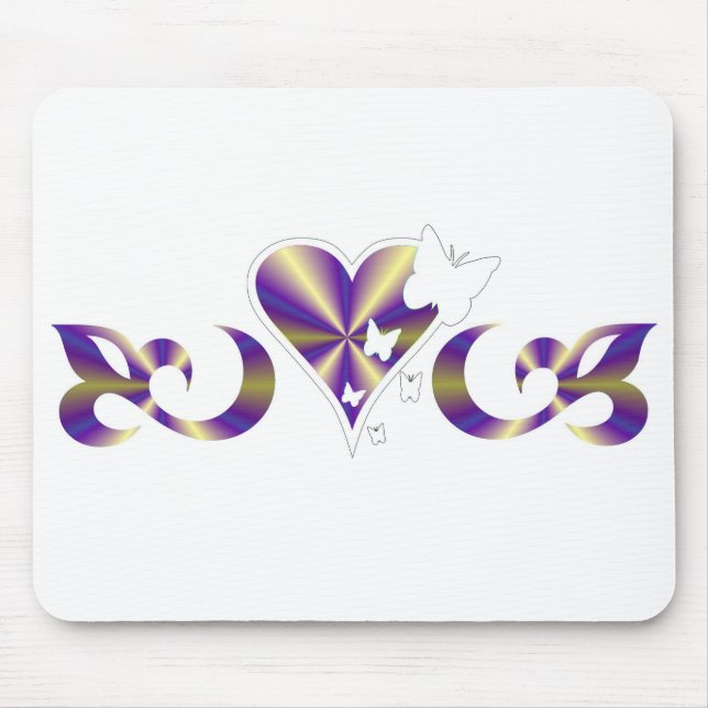 Alfombrilla De Ratón Lily Heart and Butterfy - arte de la lluvia (Frente)
