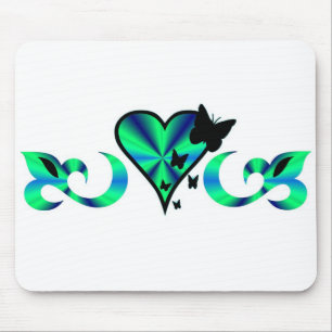 Alfombrilla De Ratón Lily Heart and Butterfy - arte de la lluvia