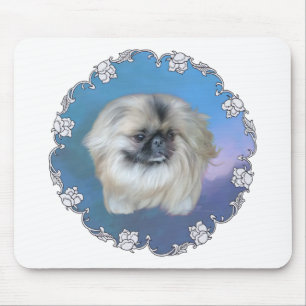Alfombrilla De Ratón Lily pekingesa con azul