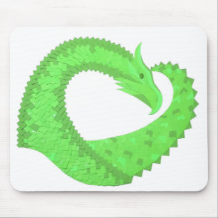 Alfombrilla De Ratón Lime dragón de corazón verde sobre blanco
