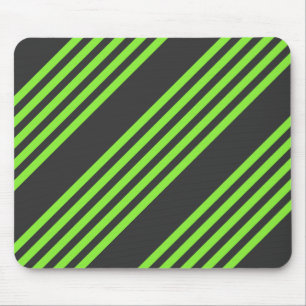 Alfombrilla De Ratón Lime green and charcoal five stripes pattern