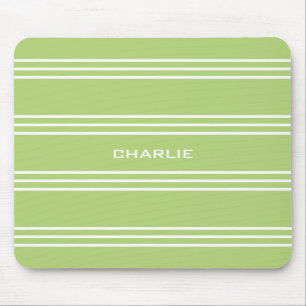 Alfombrilla De Ratón Lime Green Stripes personalizado monogramo mousepa