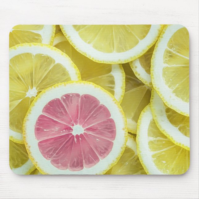 Alfombrilla De Ratón Limones rosados y amarillos simples el | Mousepad (Frente)