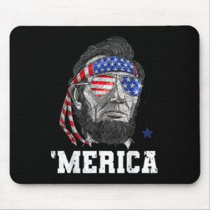 Alfombrilla De Ratón Lincoln 4 De Julio Merica Hombres Bandera Estadoun