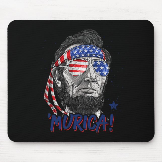 Alfombrilla De Ratón Lincoln 4 De Julio Murica Hombres Bandera Estadoun (Frente)