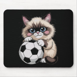 Alfombrilla De Ratón Linda Birman Futbolista Solo Chica Que Ama Gatos P