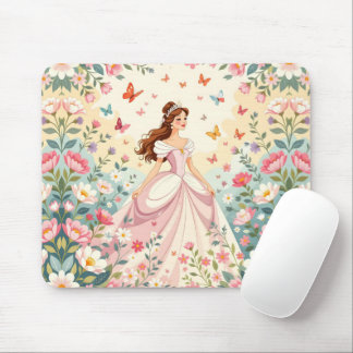 Alfombrilla De Ratón Linda princesa con mariposas