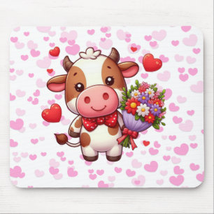 Alfombrilla De Ratón Linda vaca del día de San Valentín