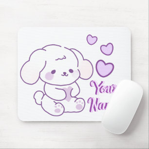 Alfombrilla De Ratón Lindo cachorro Kawaii Pastel Purple con nombre per