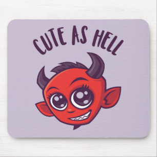 Alfombrilla De Ratón Lindo como diablo del infierno con el texto oscuro