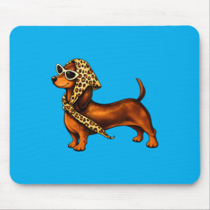 Alfombrilla De Ratón Lindo Dachshund Leopardo Con Gafas De Sol Divertid
