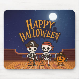 Alfombrilla De Ratón lindo, esqueletos y calabaza Halloween
