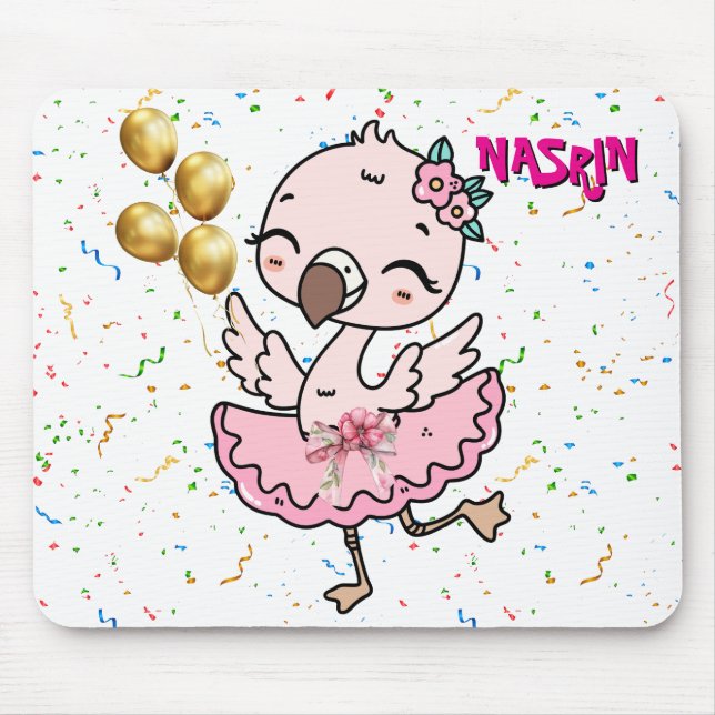 Alfombrilla De Ratón Lindo Flamingo Bailarín Rosa   (Frente)