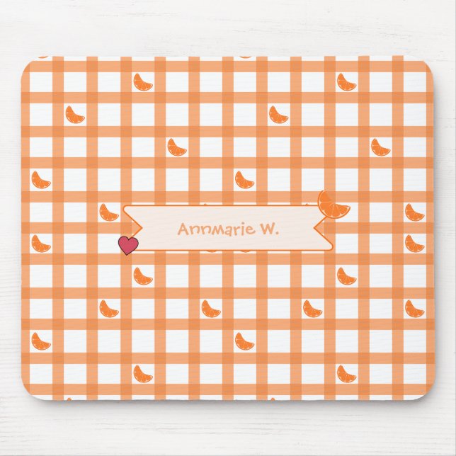 Alfombrilla De Ratón Lindo Gingham Naranja (Frente)