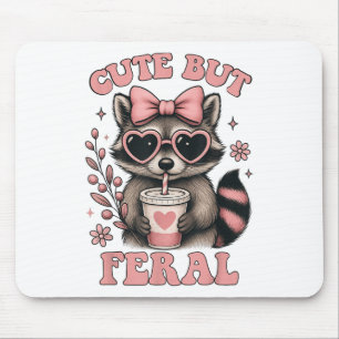 Alfombrilla De Ratón Lindo pero Feral Raccoon Sungles Gracioso Meme Ver