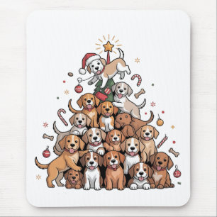 Alfombrilla De Ratón Lindo perro de árbol de Navidad