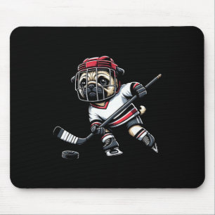 Alfombrilla De Ratón Lindo perro jugador de hockey Pug para hombres muj