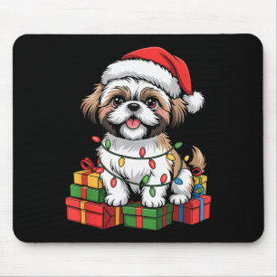 Alfombrilla De Ratón Lindo sombrero de Santa Shih Tzu Navidad Xmas Aman