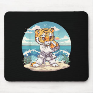 Alfombrilla De Ratón Lindo Tigre de Karate Kickboxing Taekwondo Jiu-Jit
