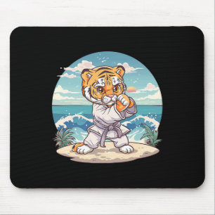 Alfombrilla De Ratón Lindo Tigre de Karate Kickboxing Taekwondo Jiu-jit
