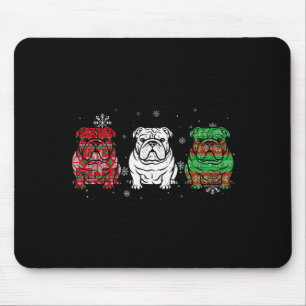 Alfombrilla De Ratón Lindo tres bulldog inglés Navidad para mujeres hom