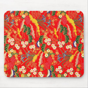 Alfombrilla De Ratón Lindos patrones florales japoneses coloridos