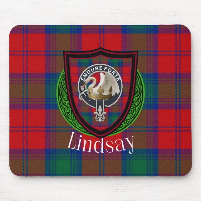 Alfombrilla De Ratón Lindsay Scottish Clan Tartan & Crest (Frente)