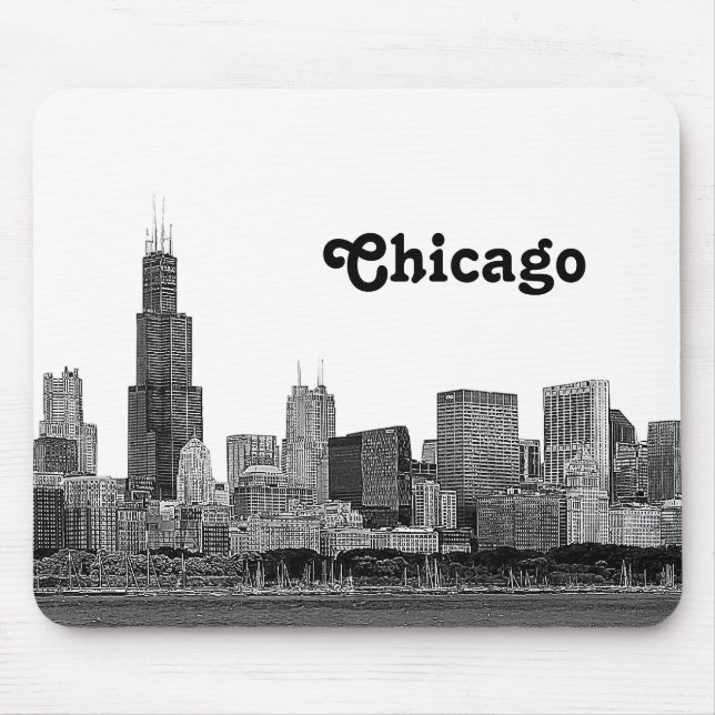 Alfombrilla De Ratón Línea aérea de Chicago Etched (Frente)