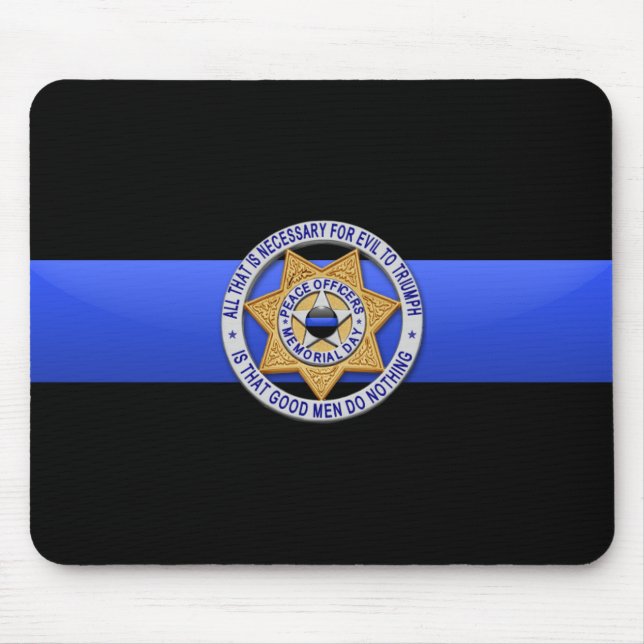Alfombrilla De Ratón Línea Azul delgada - Insignia (Frente)