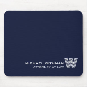 Alfombrilla De Ratón Línea azul NAVY personalizada con monograma, nombr
