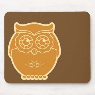 Alfombrilla De Ratón Línea búho Mousepad (fondo marrón) del arte